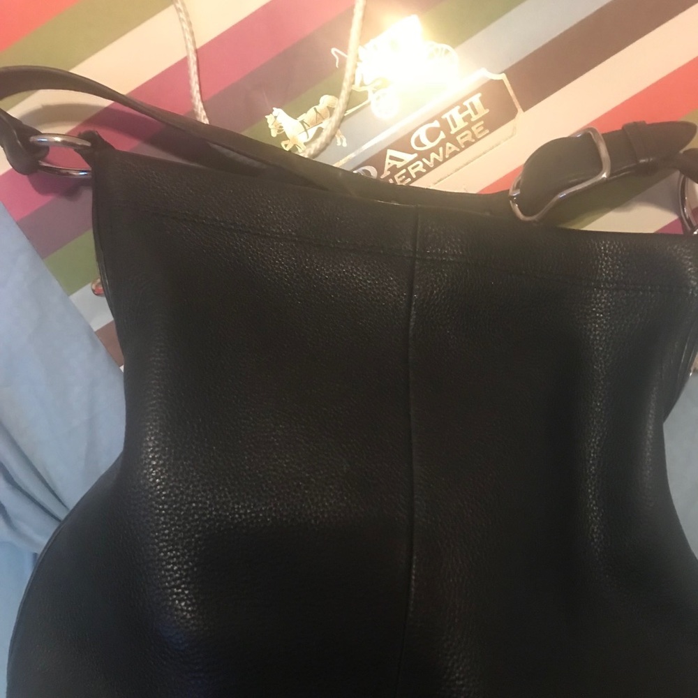 Black leather coach handbag
